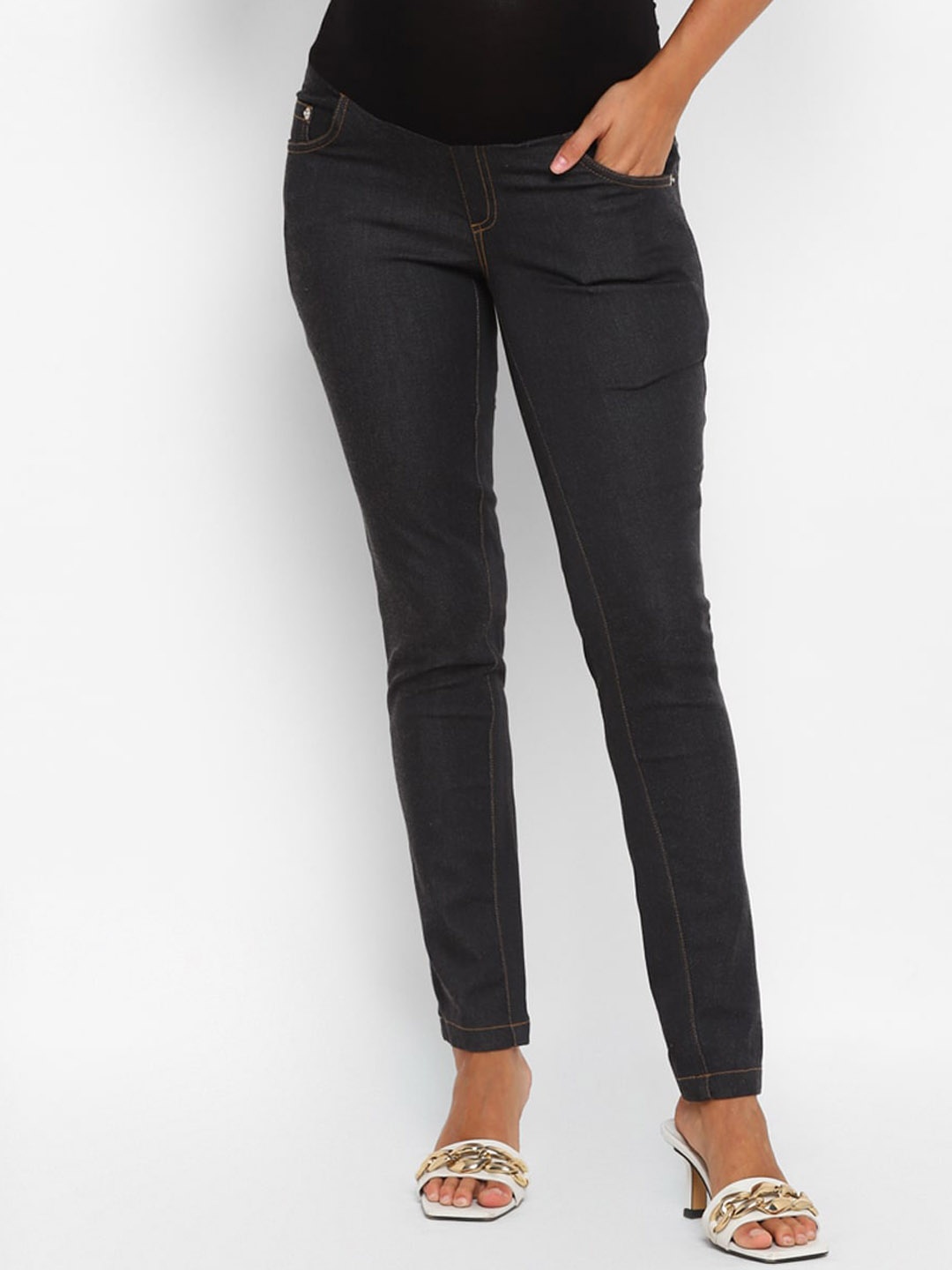 

Momsoon Maternity Women Skinny Fit Stretchable Maternity Jeans, Black