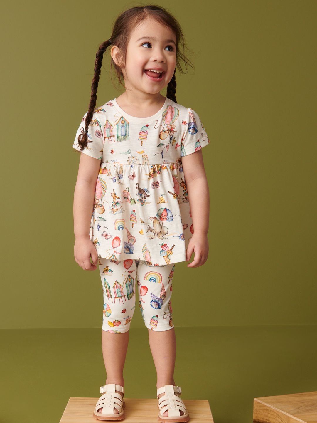 

NEXT Girls Conversational Printed Cotton Top, White