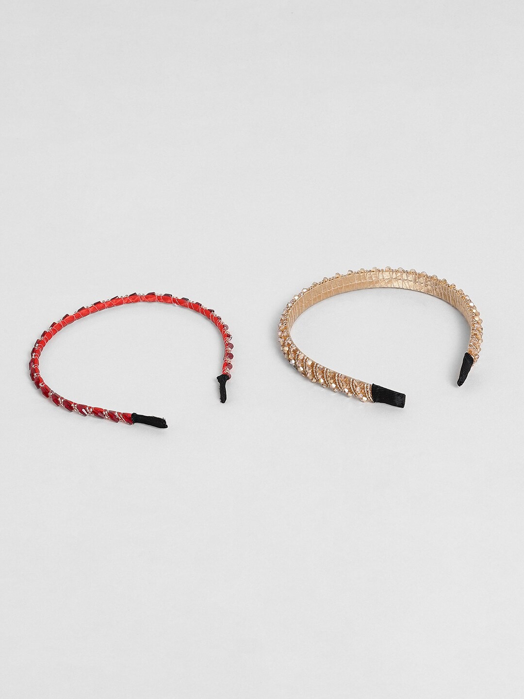 

EL REGALO Women Set Of 2 Embellished Hairbands, Red