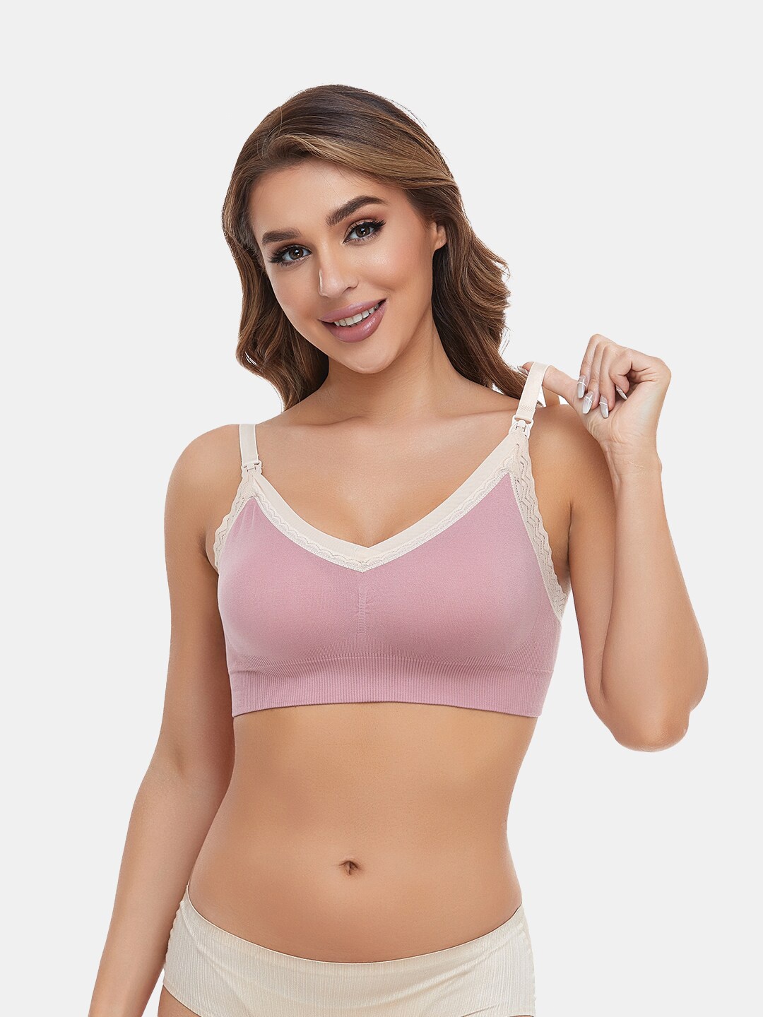 

Momsoon Maternity Full Coverage Nursing Bra, Pink