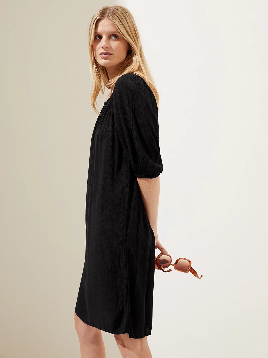 

Marks & Spencer Off Shoulder A-Line Dress, Black