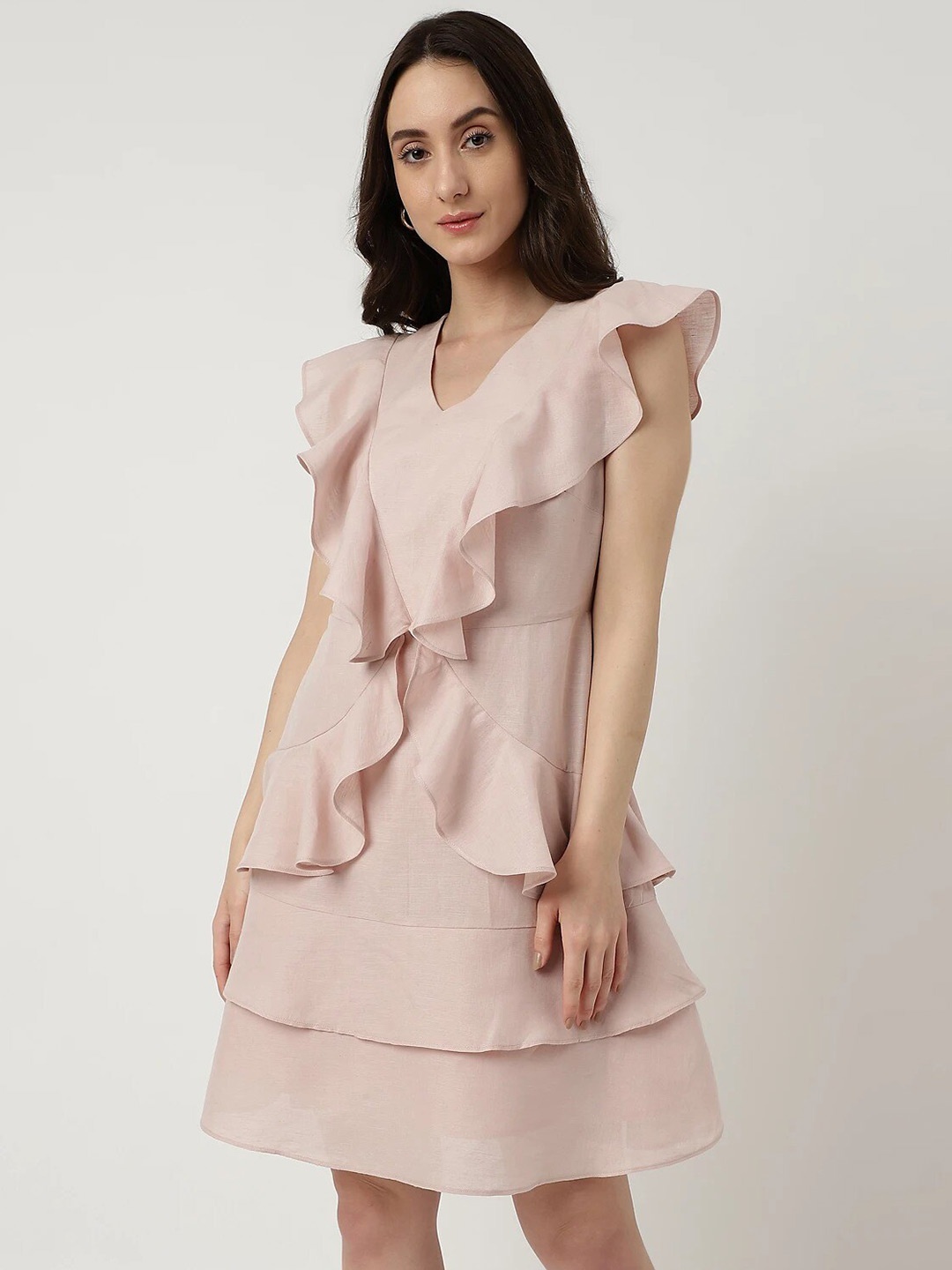 

Marks & Spencer Flutter Sleeves A-Line Dress, Pink
