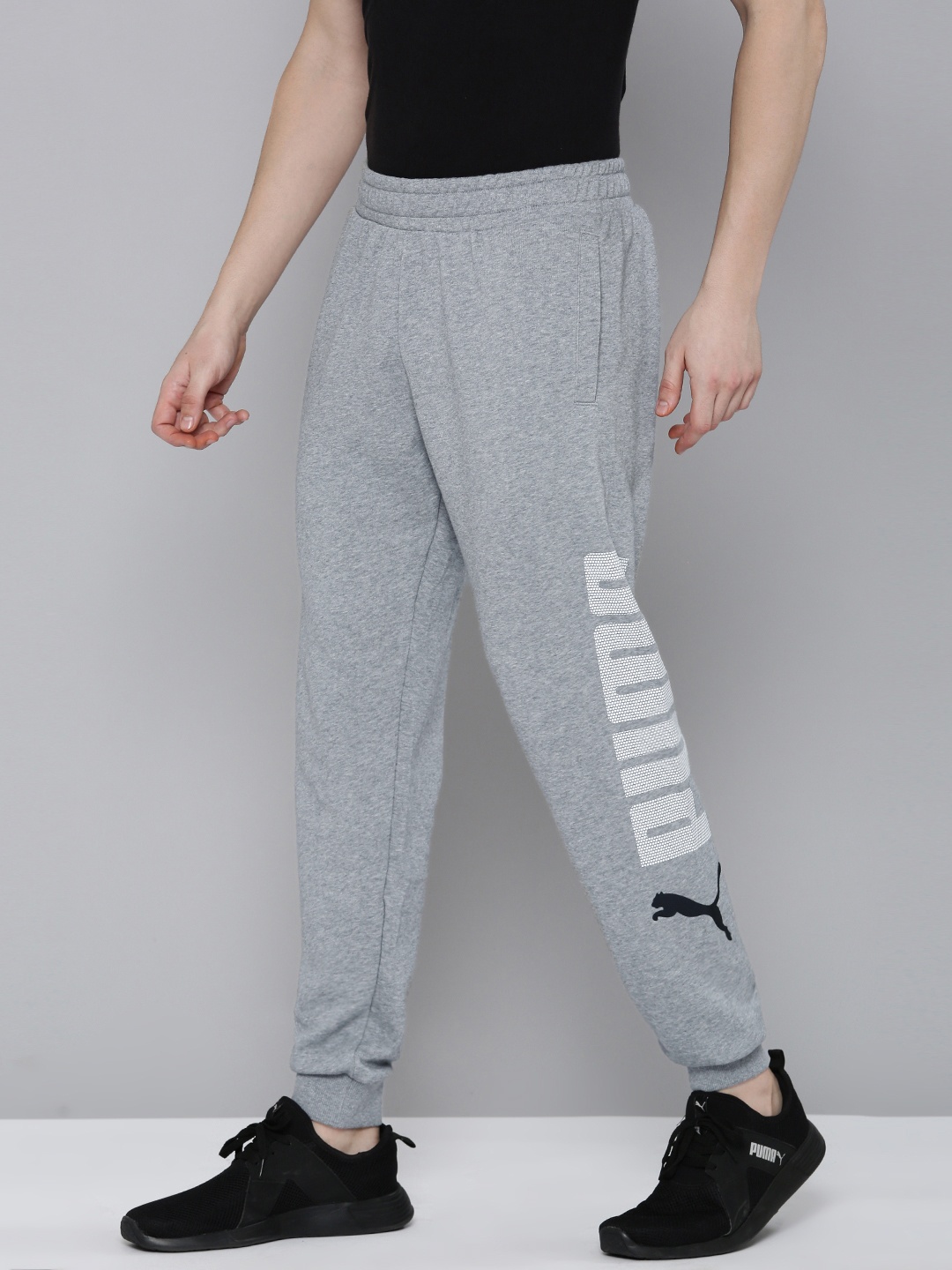 

Puma Men Essentials + Logo Lab Printed Mid-Rise Joggers, Grey