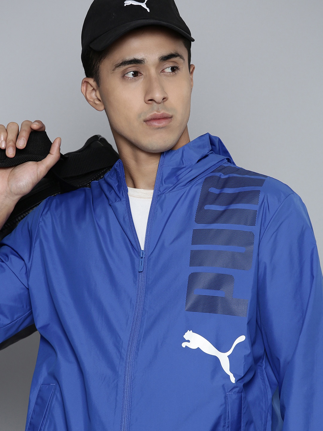 

Puma Brand Logo Graphic Printed rainCELL Outdoor Unisex Sporty Jacket, Blue