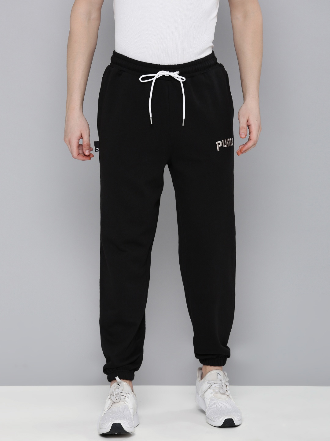 

Puma Men Pure Cotton Brand Logo Printed Relaxed Fit Team Joggers, Black