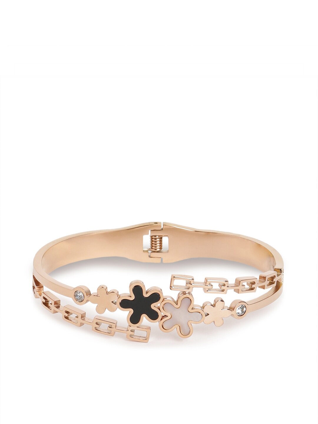 

EL REGALO Women Stainless Steel Embellished Cuff Bracelet, Gold