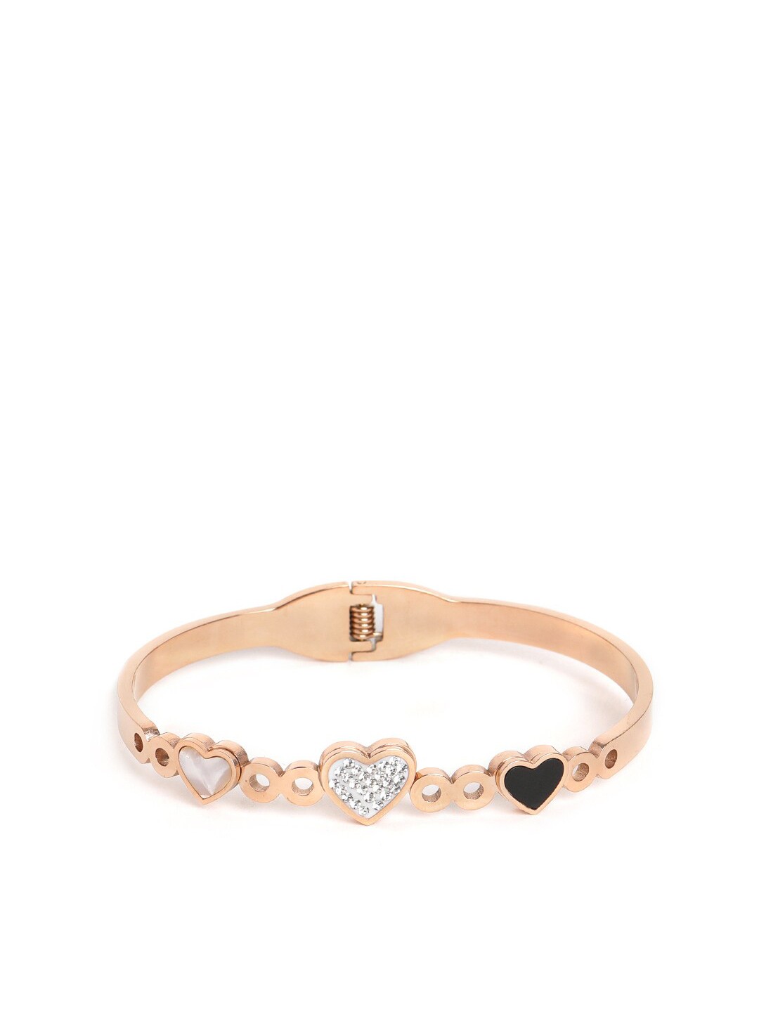 

EL REGALO Women Stainless Steel Embellished Bangle-Style Bracelet, Gold