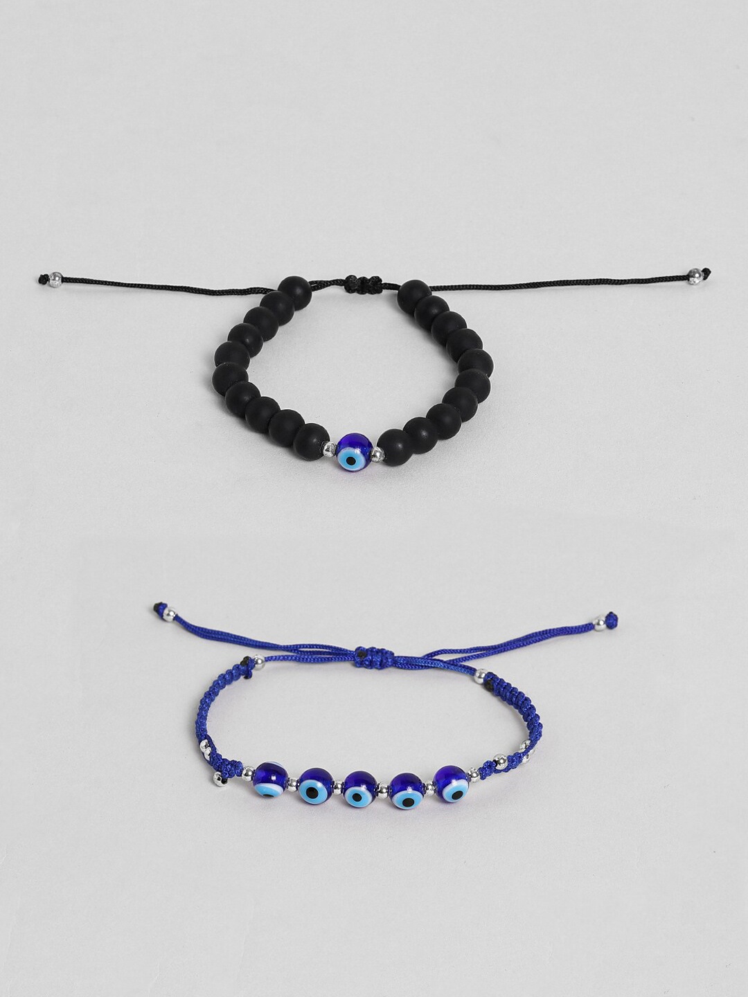 

EL REGALO Set Of 2 Beaded Charm Bracelet, Blue