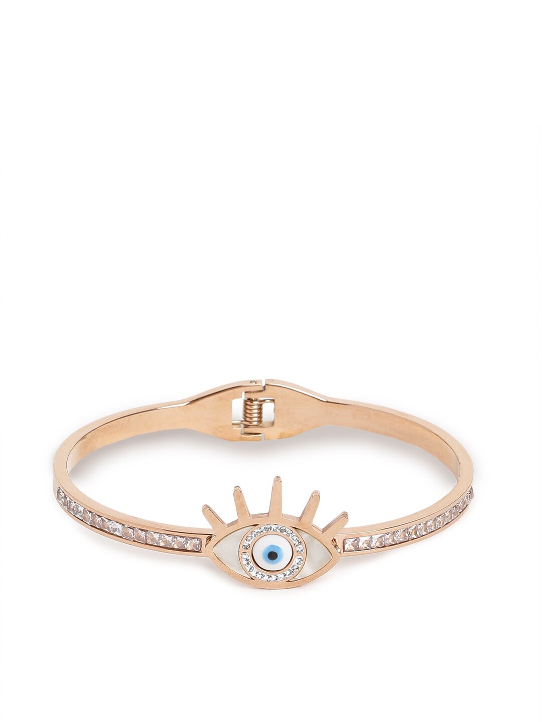 

EL REGALO Women Stainless Steel Embellished Bangle-Style Bracelet, Gold