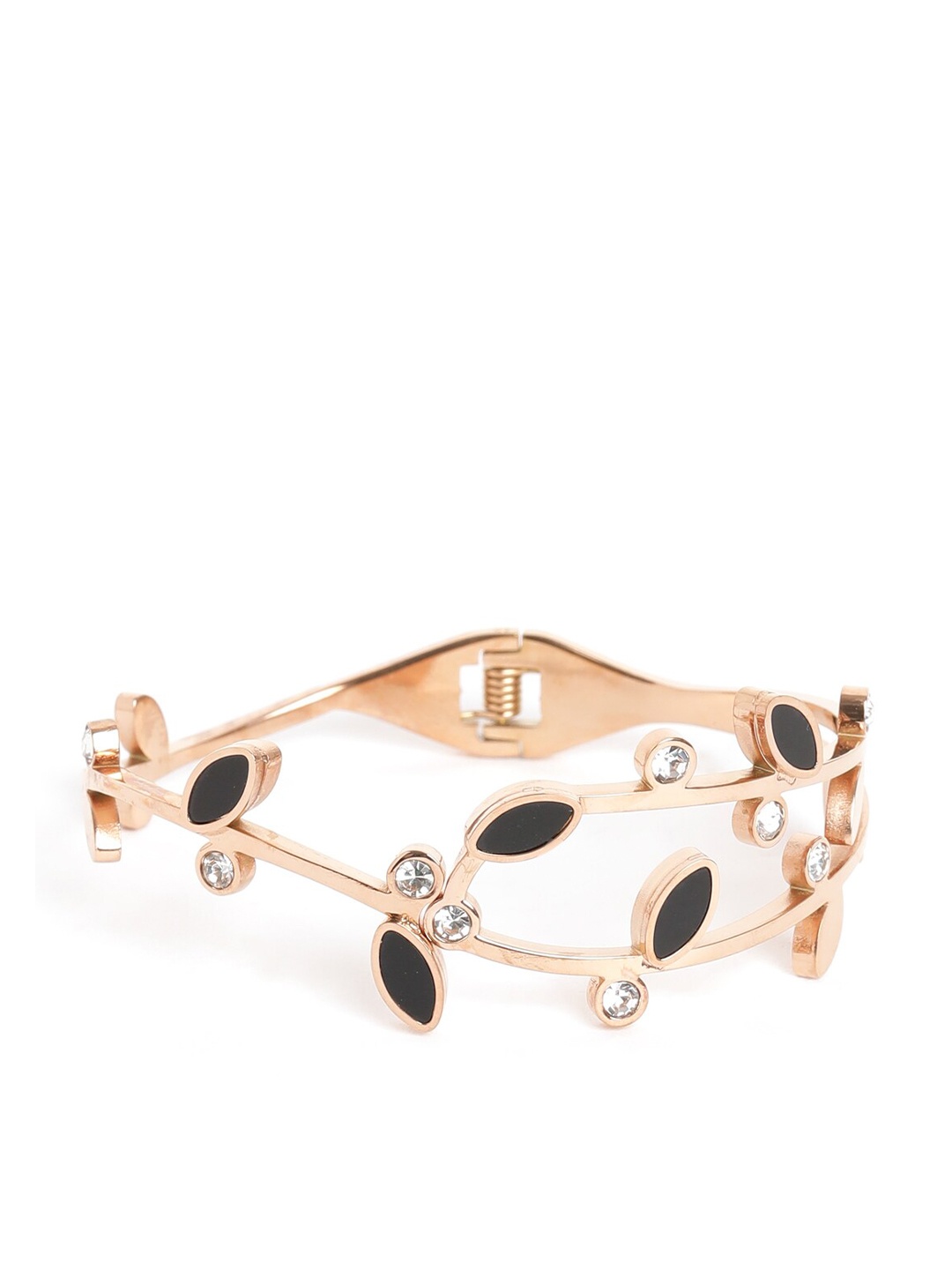 

EL REGALO Women Stainless Steel Embellished Bangle-Style Bracelet, Gold