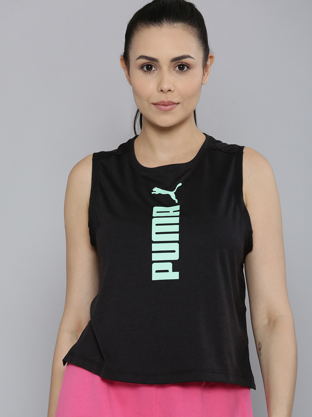 

Puma Brand Logo Printed FIT Tri-Blend dryCELL Training Tank Top, Black
