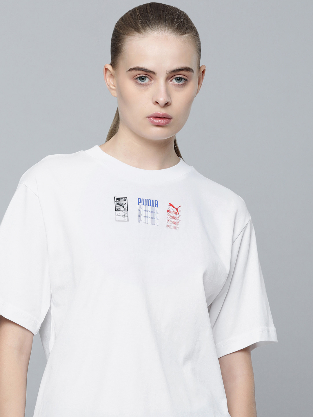 

Puma Brand Logo Print Classics Gen. Knitted Pure Cotton Relaxed Fit Outdoor Sports T-Shirt, White