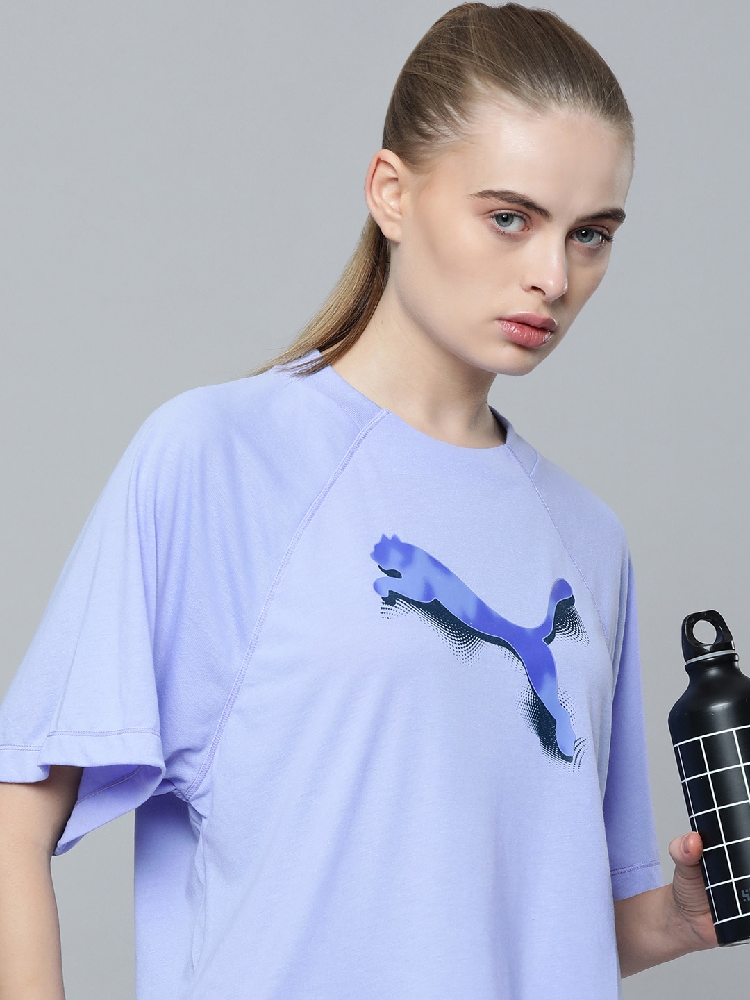 

Puma Brand Logo Printed dryCELL Modern Sports Raglan Sleeves Oversized T-shirt, Purple