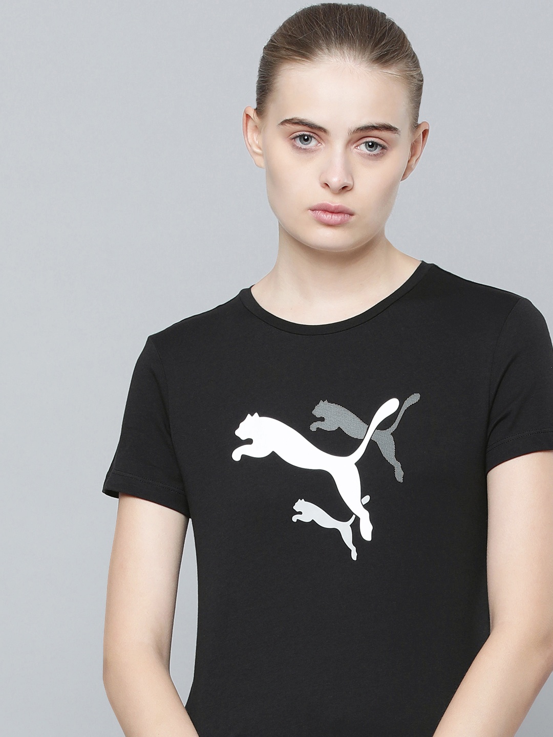 

Puma Brand Logo Printed ESS+ POWER Regular Fit Cotton T-shirt, Black