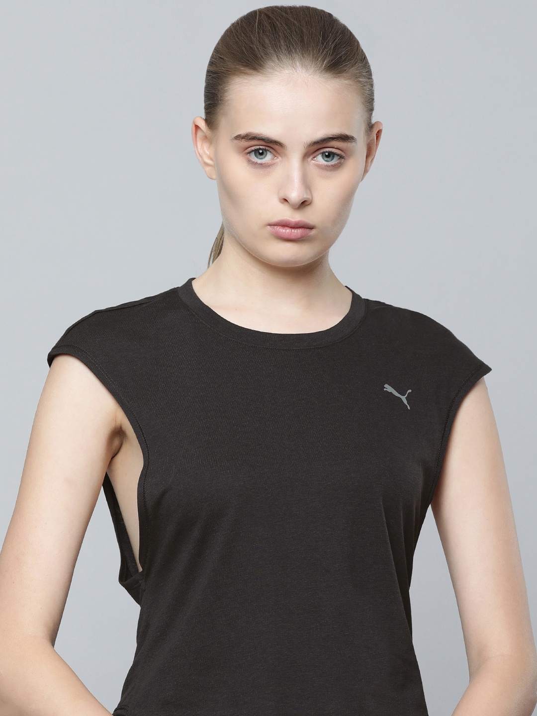 

Puma Women Extended Sleeves DryCell Studio Skimmer Yoga T-shirt With Back Tie Up Detail, Black