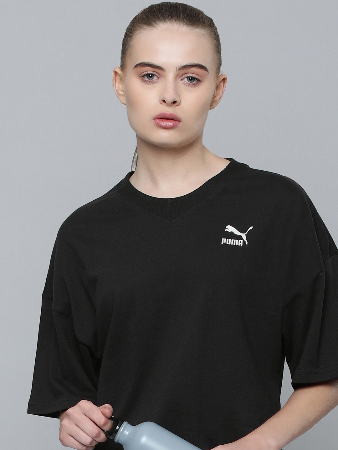 

Puma Women Pure Cotton Drop-Shoulder Sleeves Dare To Women's Oversized Outdoor T-shirt, Black