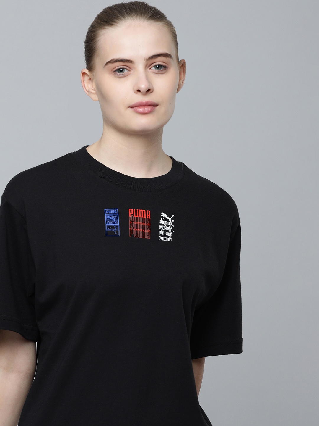 

Puma Women Brand Logo Printed Pure Cotton Classics Gen Relaxed Fit Outdoor T-shirt, Black