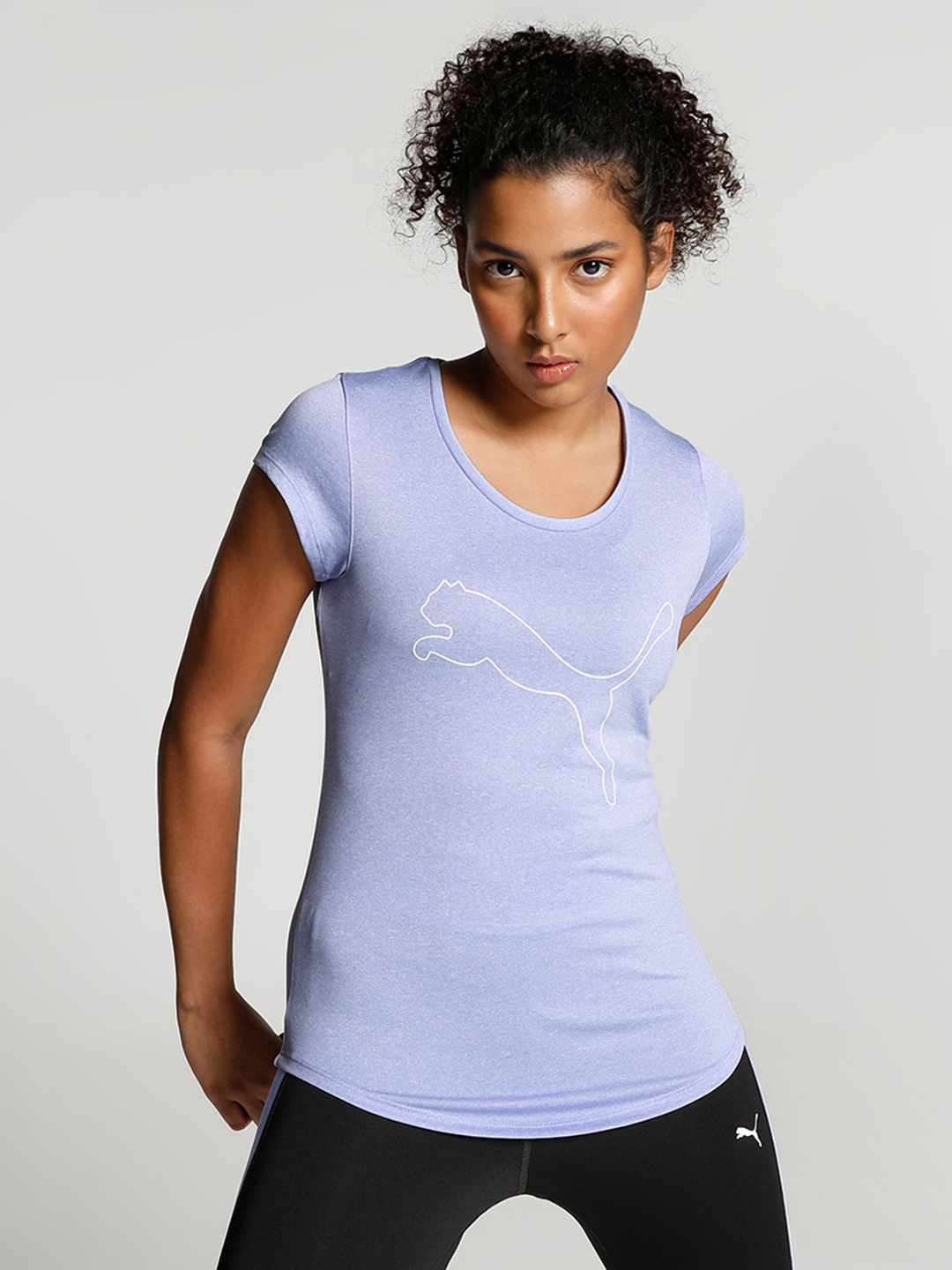 Puma Brand Logo Print Performance Heather Cat Training T-Shirt, Violet
