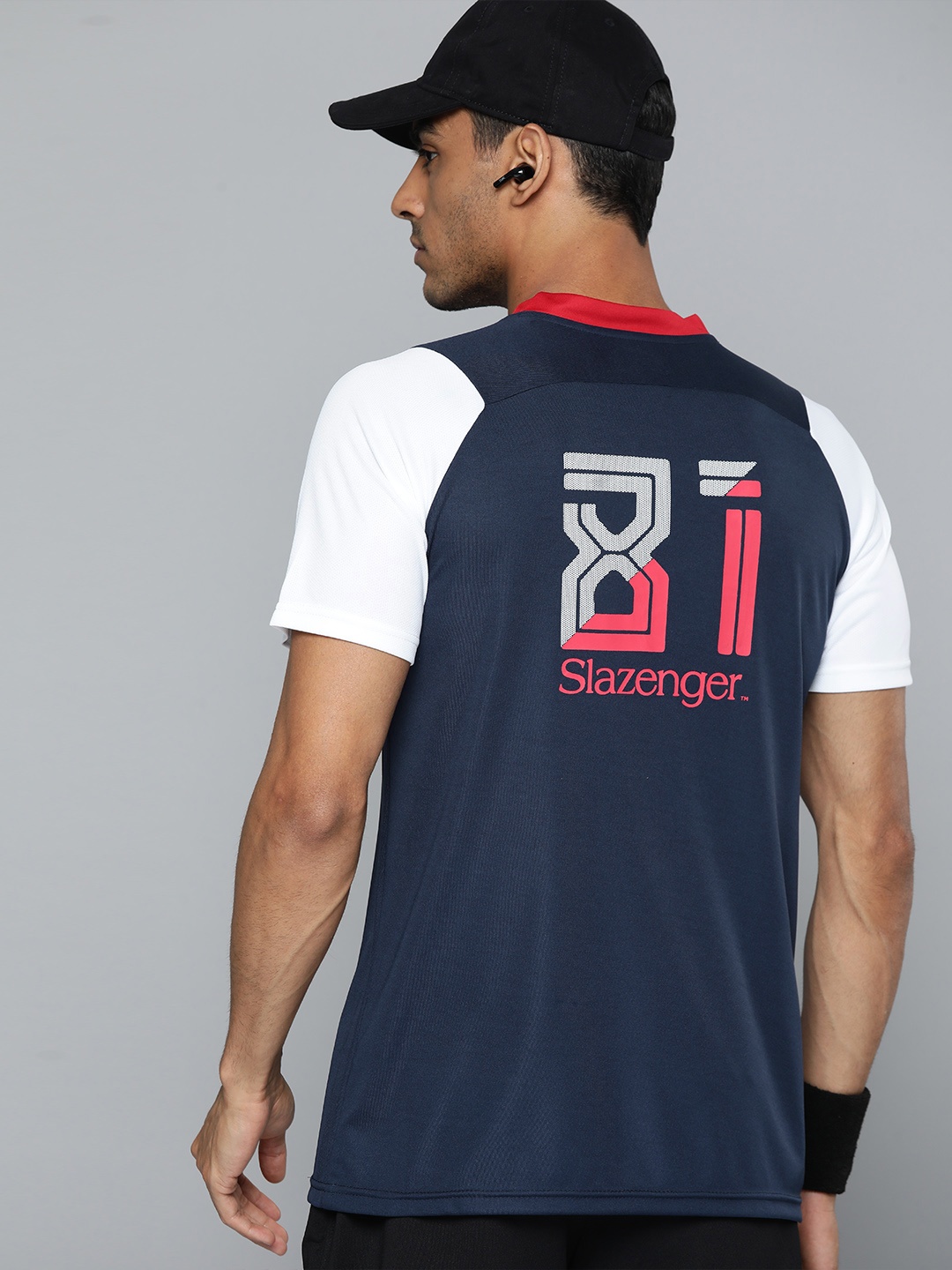 

Slazenger Men Colourblocked Rapid-Dry Sports T-shirt, Navy blue