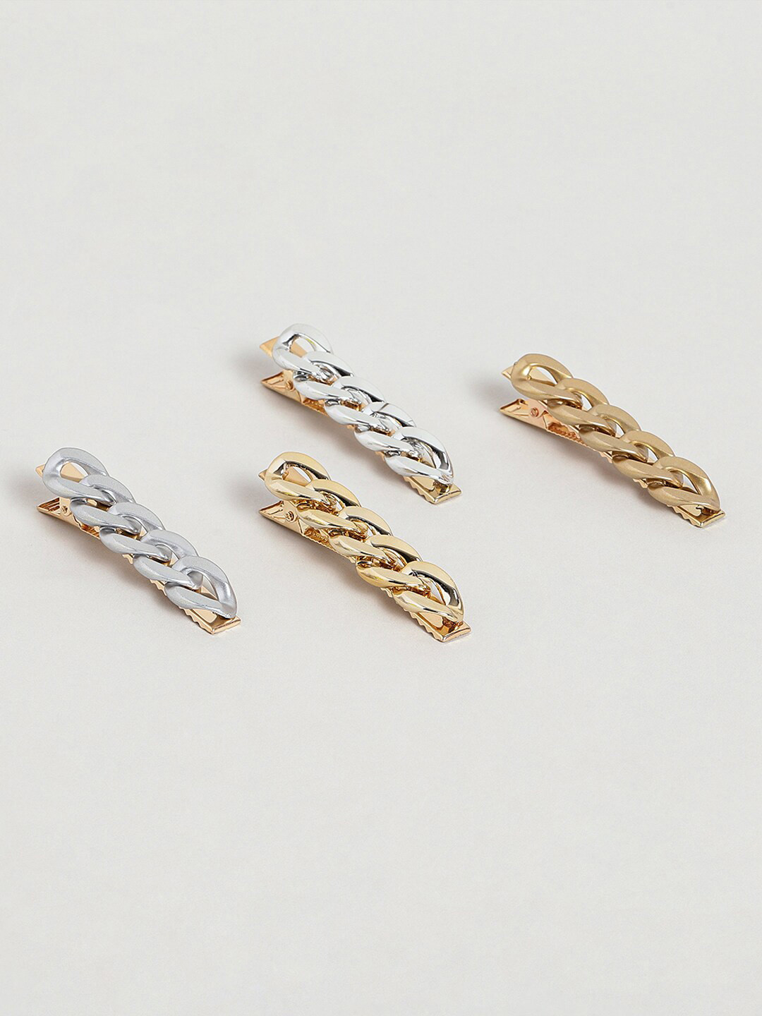 

EL REGALO Girls Set Of 4 Embellished Alligator Hair Clips, Gold