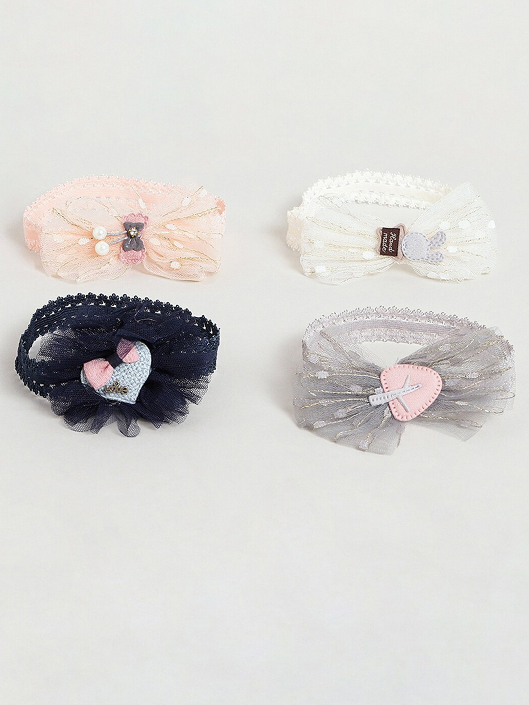 

EL REGALO Girls Set Of 4 Embellished Hairbands, Grey