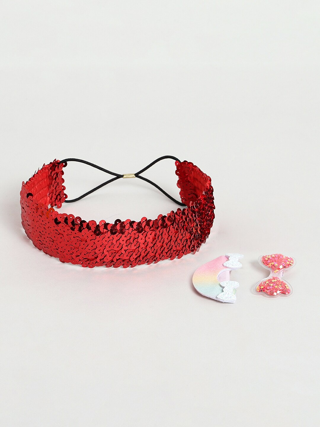 

EL REGALO Girls 3Pcs Embellished Hair Accessory Set, Red