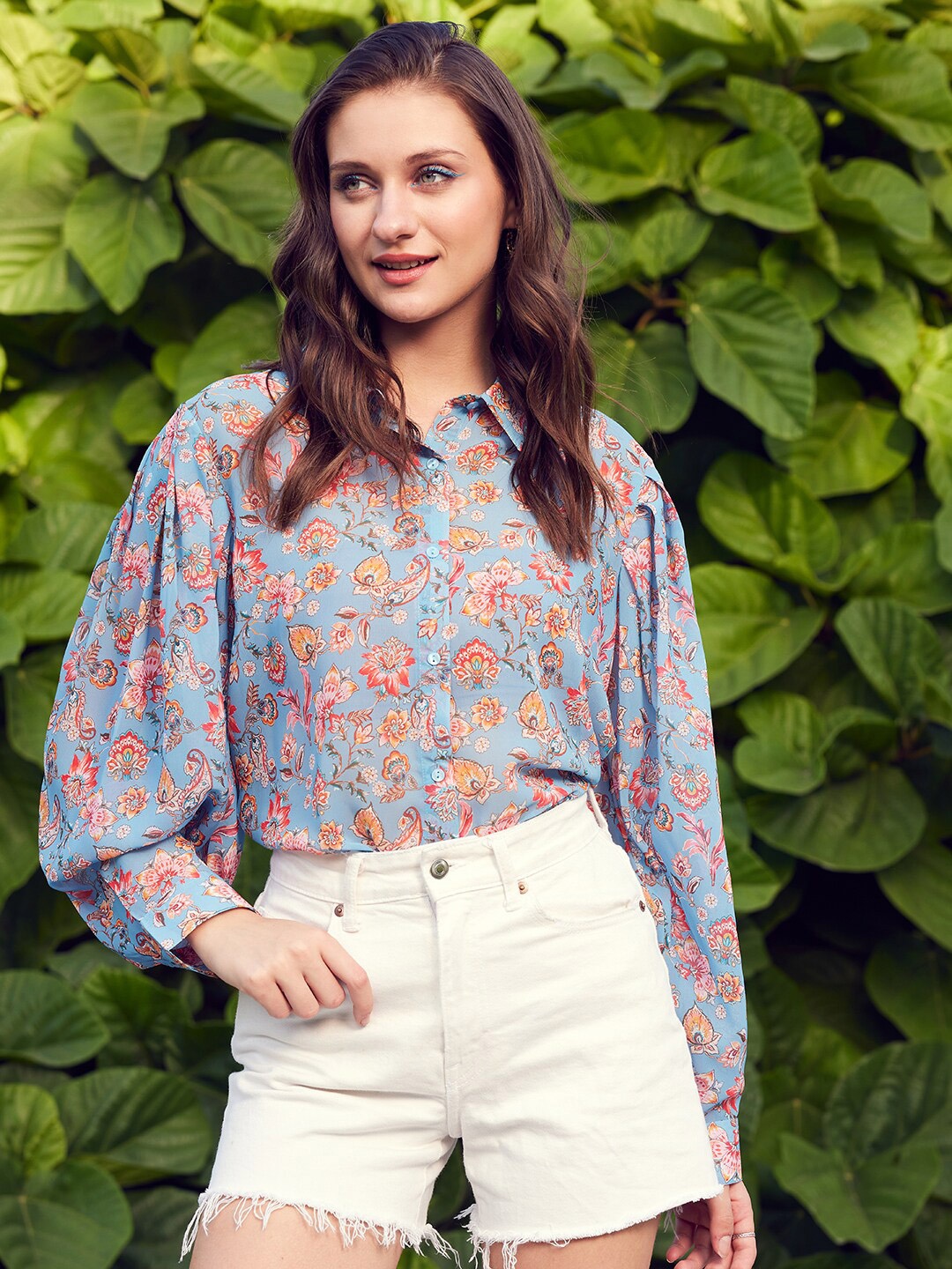 

STREET 9 Floral Printed Comfort Fit Casual Shirt, Blue