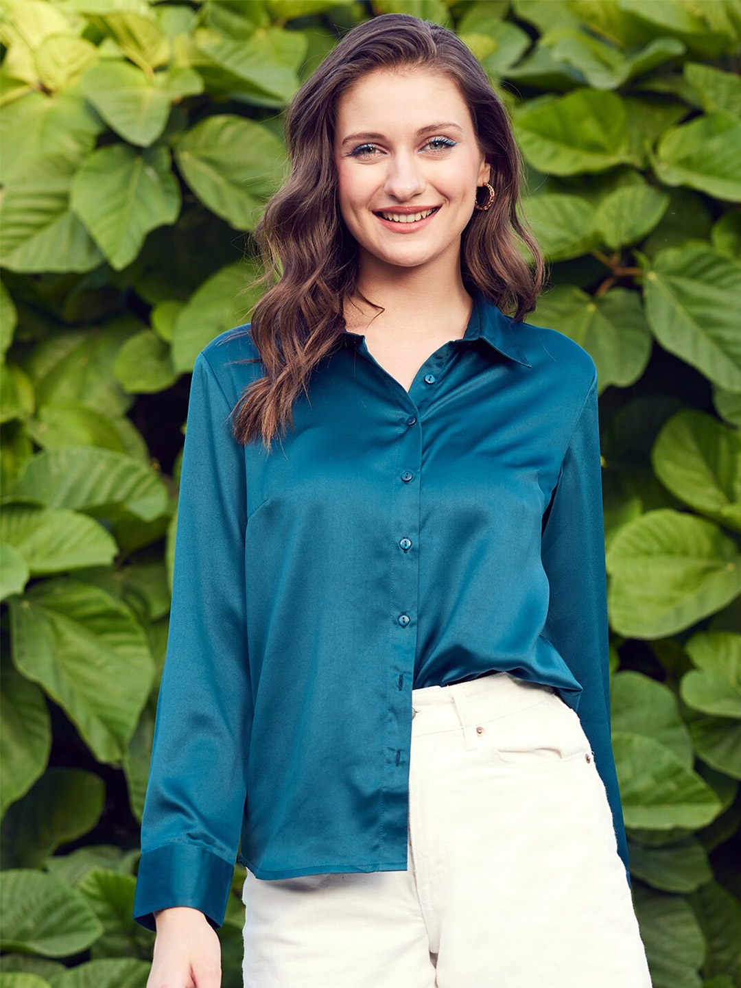 

WORK IT by STREET 9 Comfort Fit Satin Casual Shirt, Green