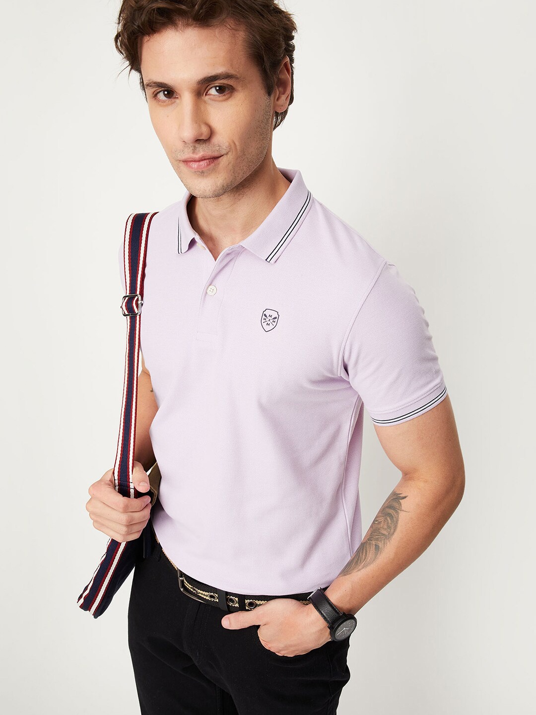 

max Polo Collar Short Sleeves T-shirt, Purple