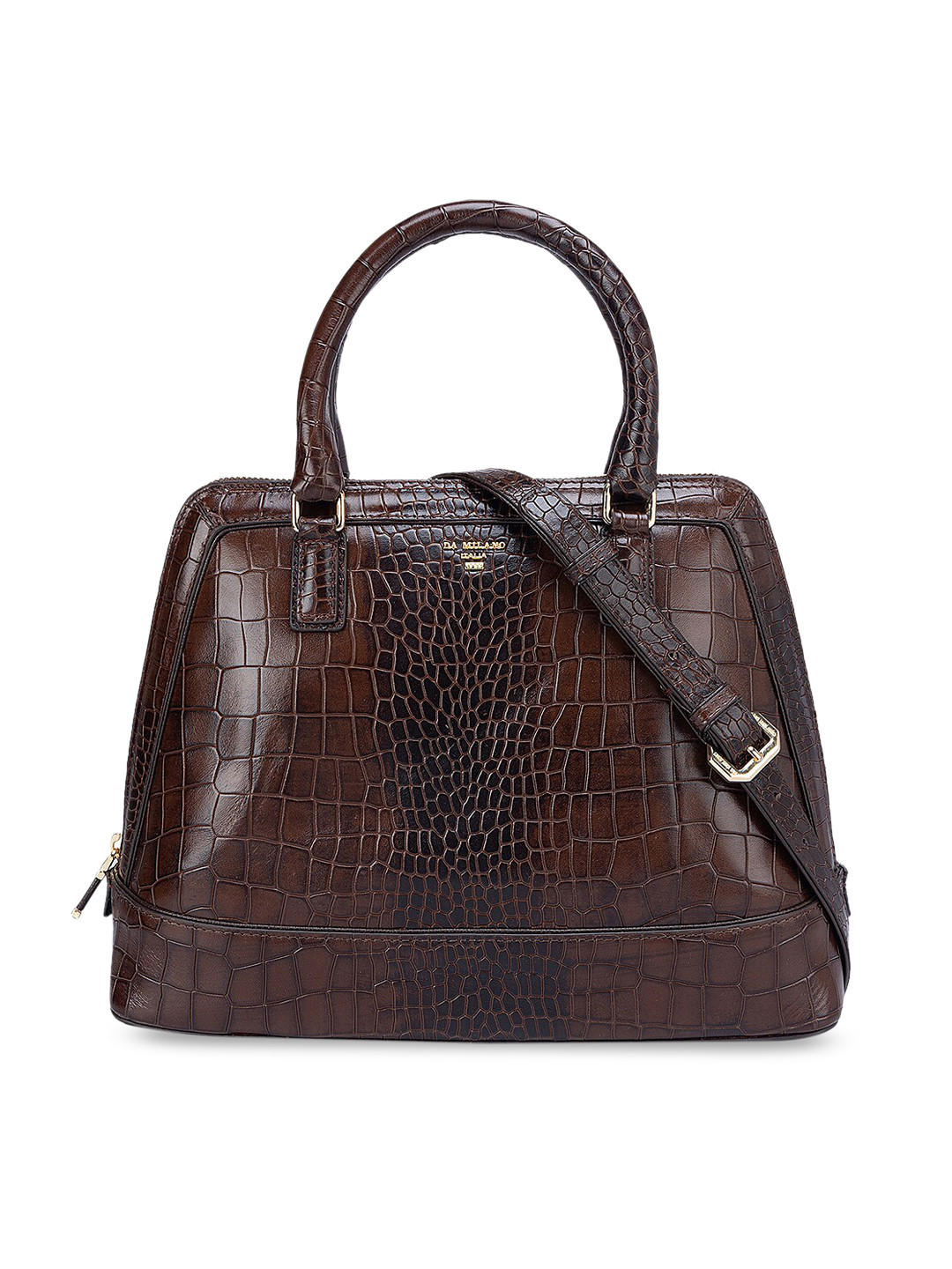 

Da Milano Textured Leather Structured Handheld Bag, Brown