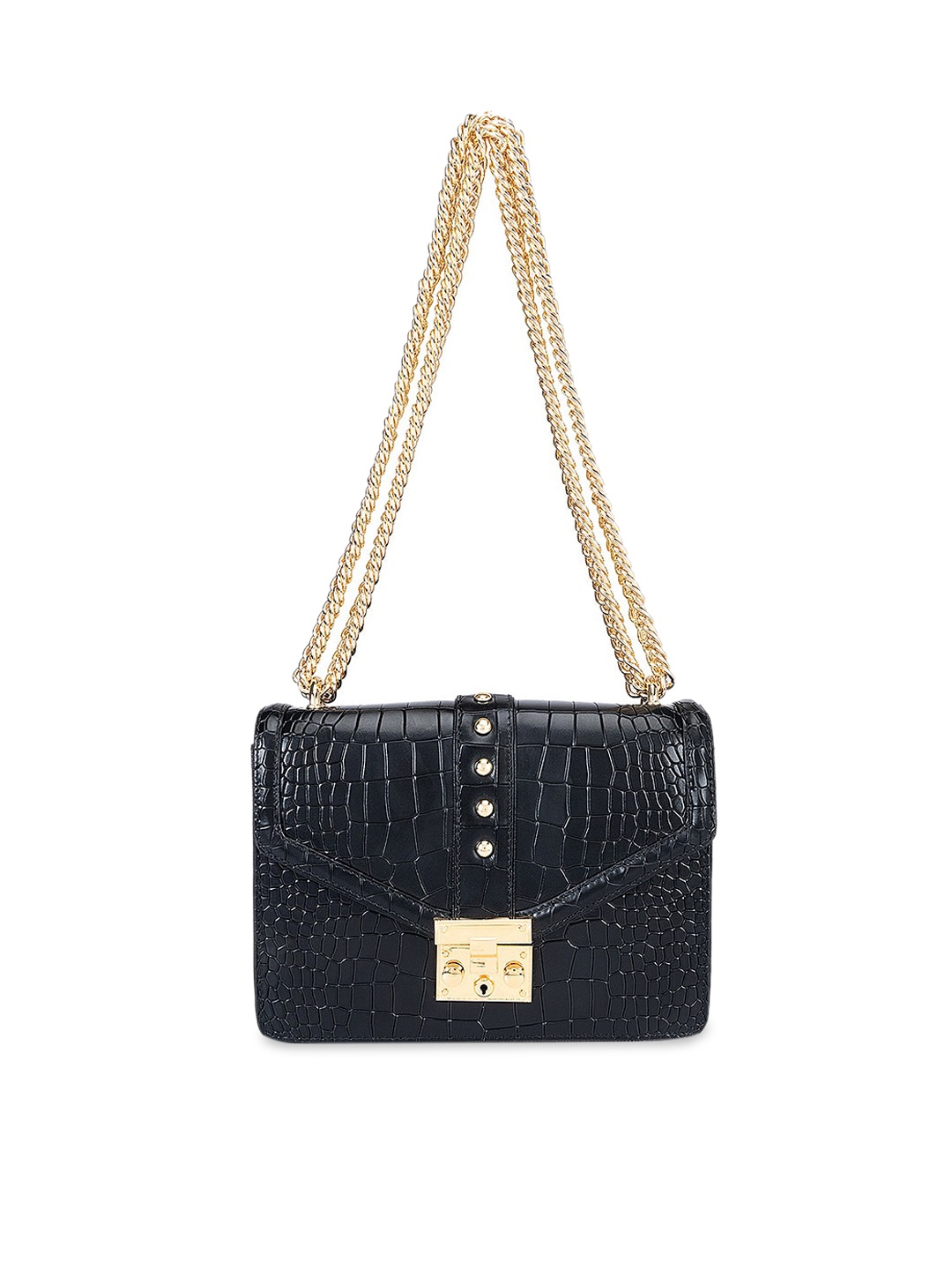 

Da Milano Textured Leather Structured Shoulder Bag, Black