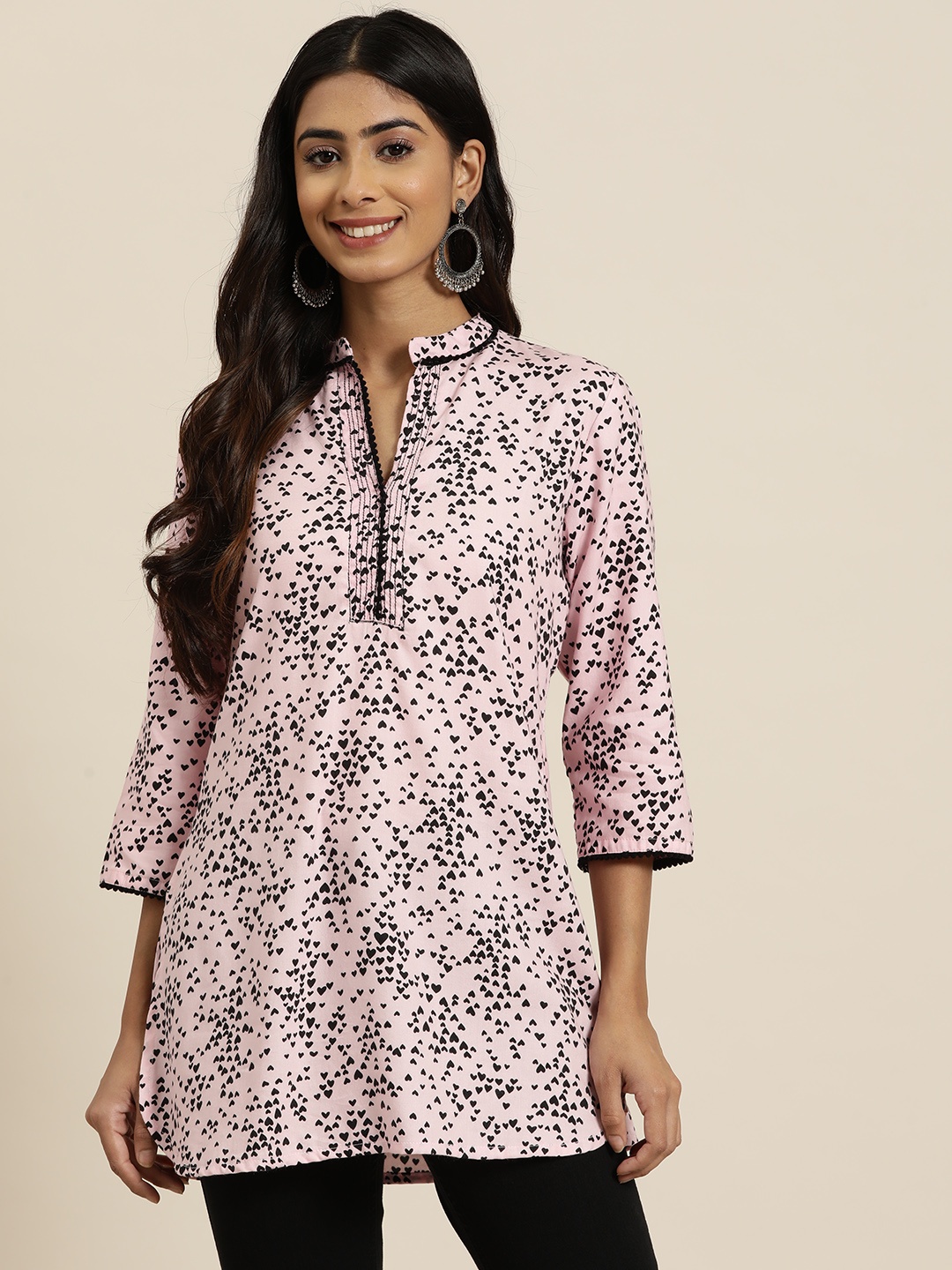 

HERE&NOW Ethnic Motifs Printed Kurti, Pink