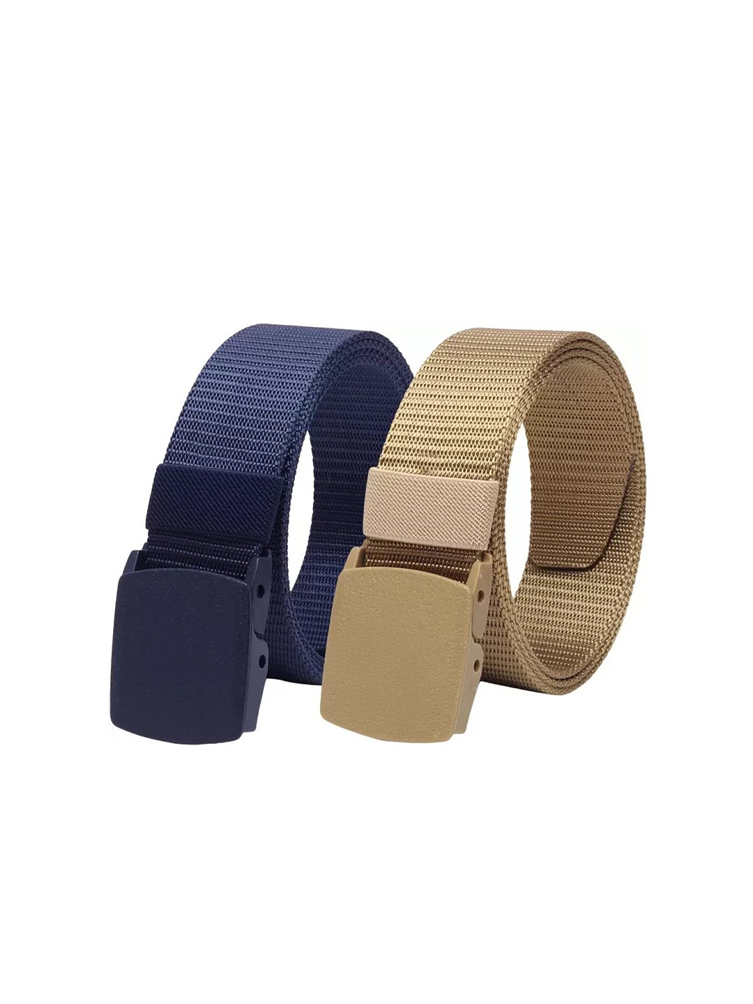 

WINSOME DEAL Men Set Of 2 Textured Canvas Belt With Slider Buckle, Blue