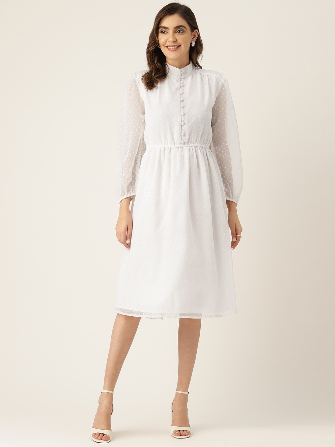 

LABEL REGALIA White Georgette A-Line Dress