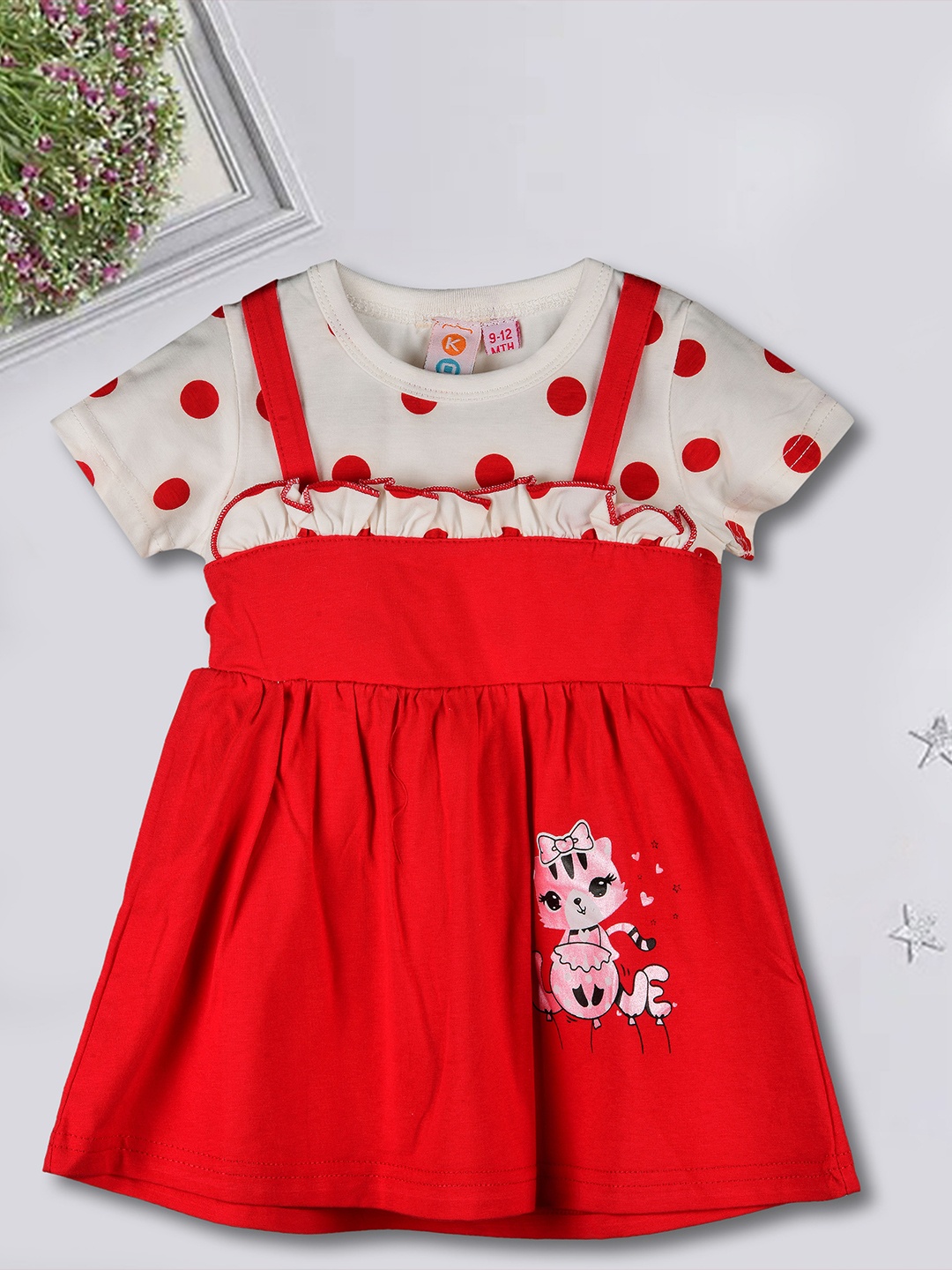 

Kids On Board Infants Printed Cotton Fit & Flare Dress, Red