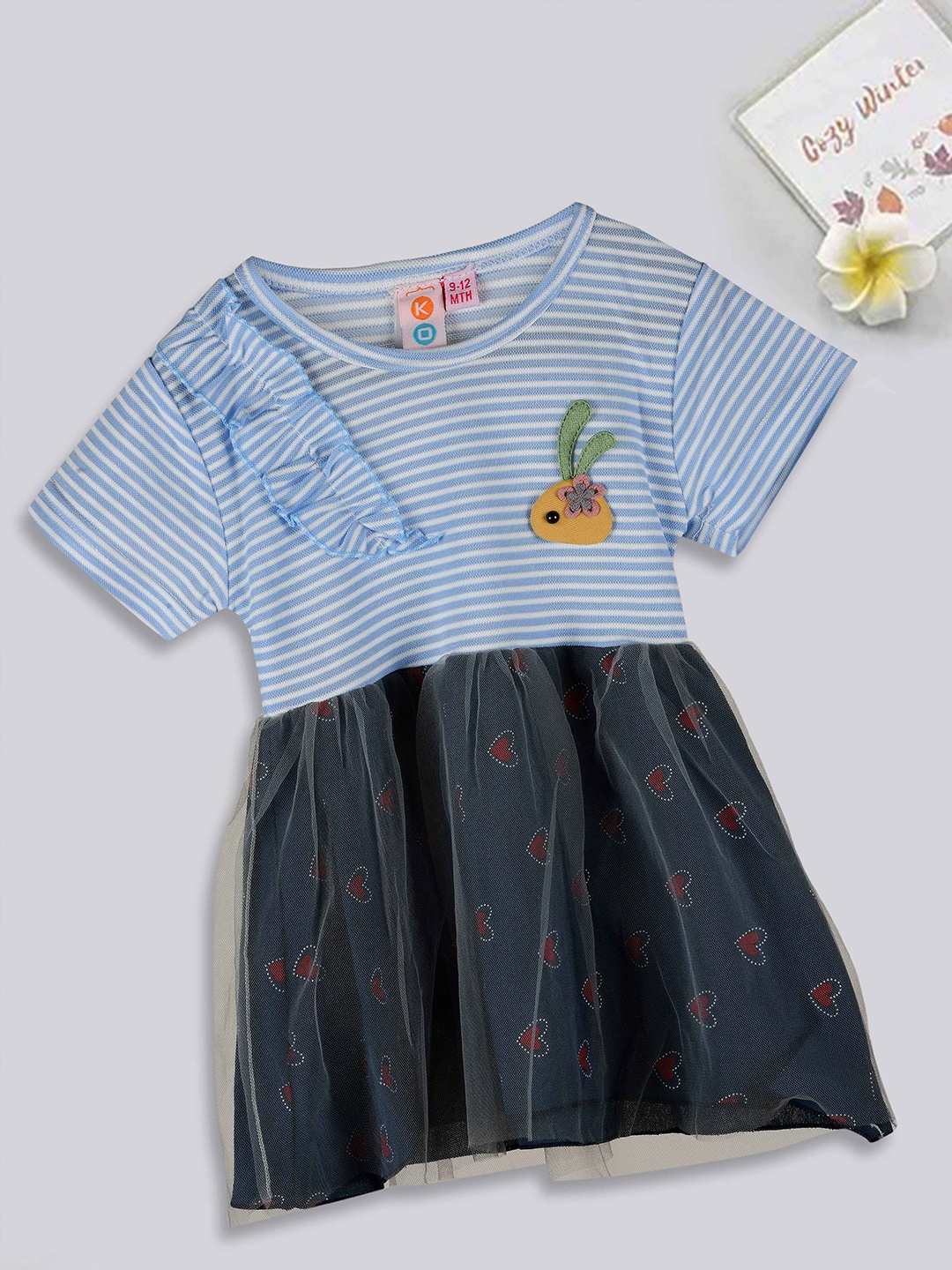 

Kids On Board Infants Print Cotton Fit & Flare Dress, Blue