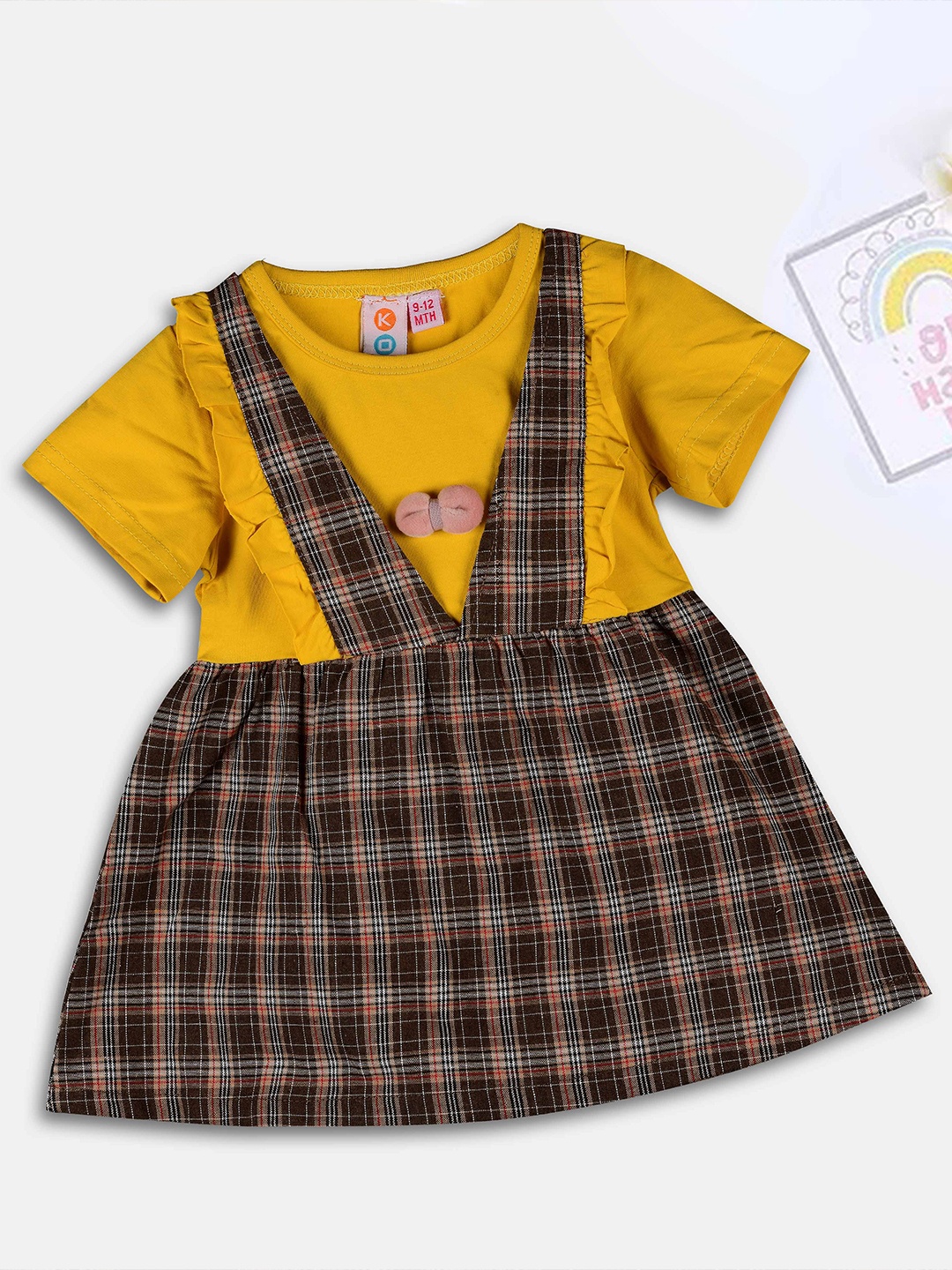 

Kids On Board Infants Checked Cotton A-Line Dress, Yellow