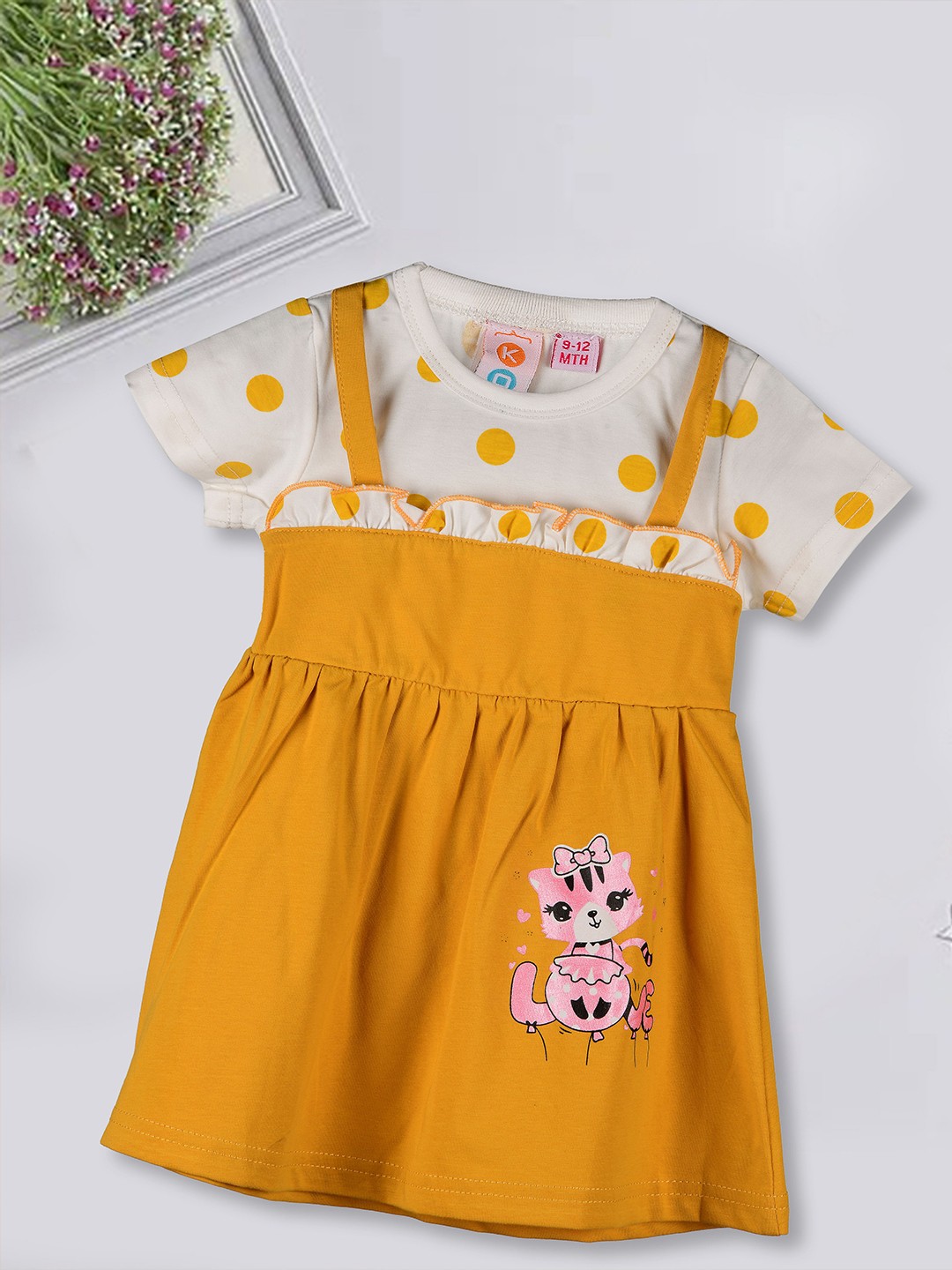 

Kids On Board Infants Printed Cotton Fit & Flare Dress, Yellow