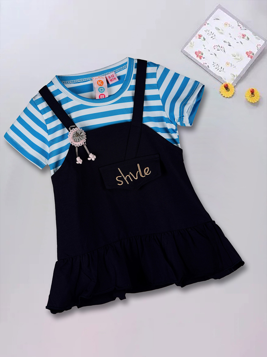 

Kids On Board Infants Striped Cotton A-Line Dress, Blue