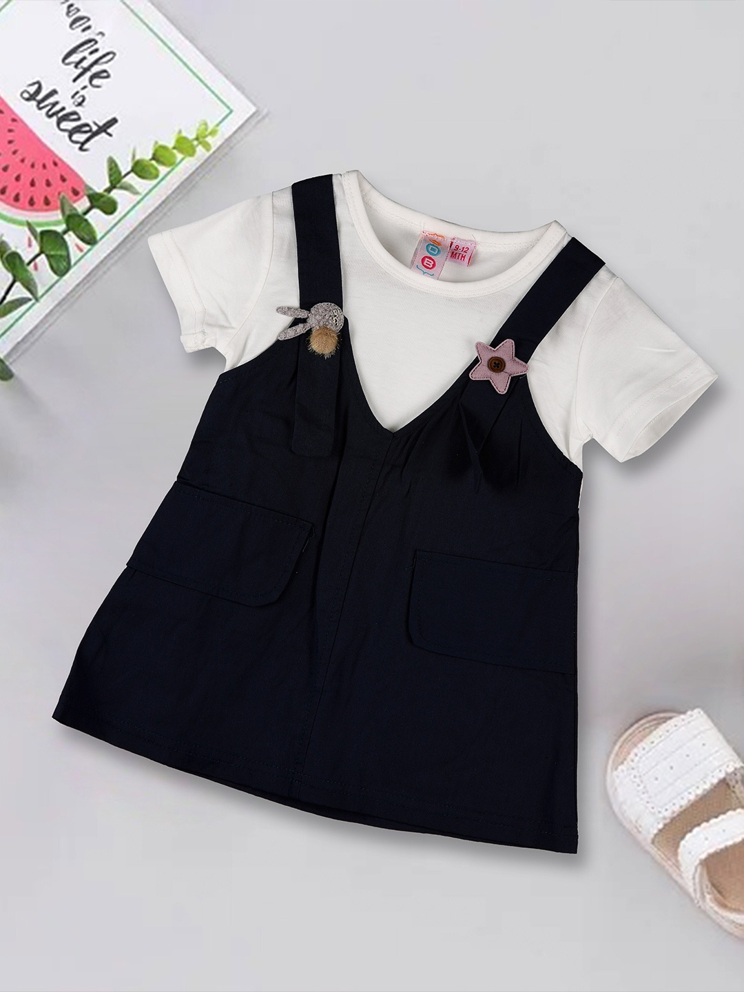 

Kids On Board Infants Cotton A-Line Dress, Navy blue