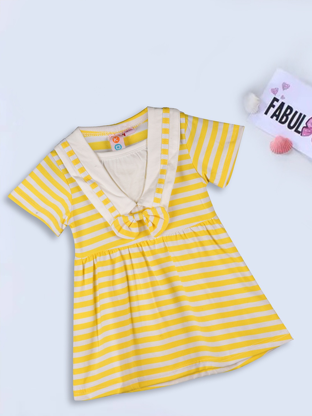 

Kids On Board Infants Striped Cotton A-Line Dress, Yellow