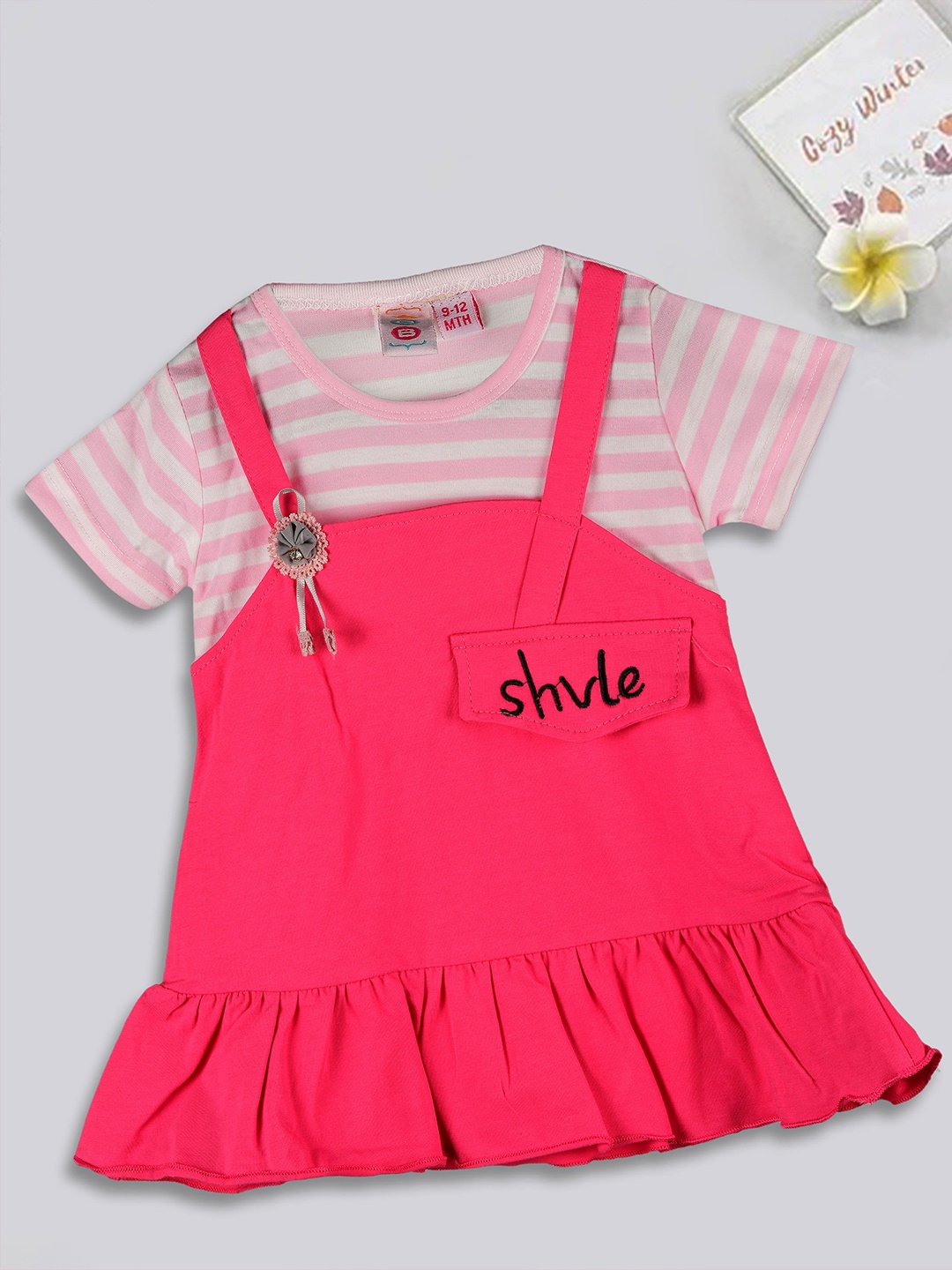 

Kids On Board Infants Striped Cotton A-Line Dress, Pink