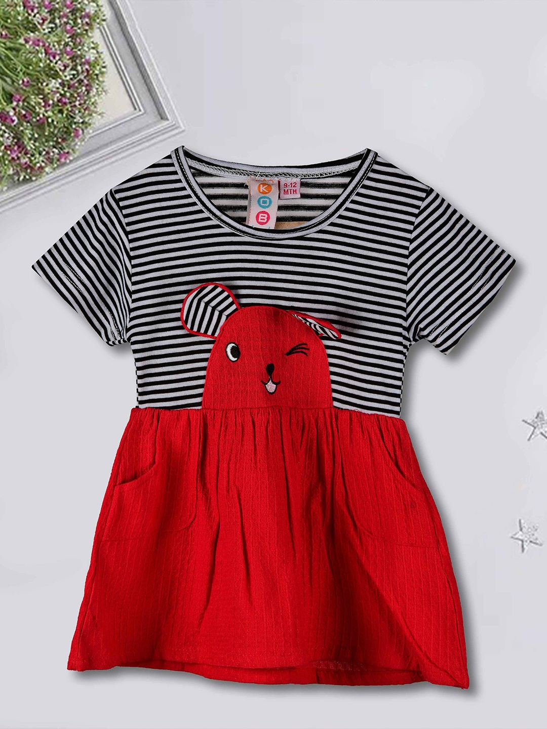 

Kids On Board Infants Striped Cotton Fit & Flare Dress, Red