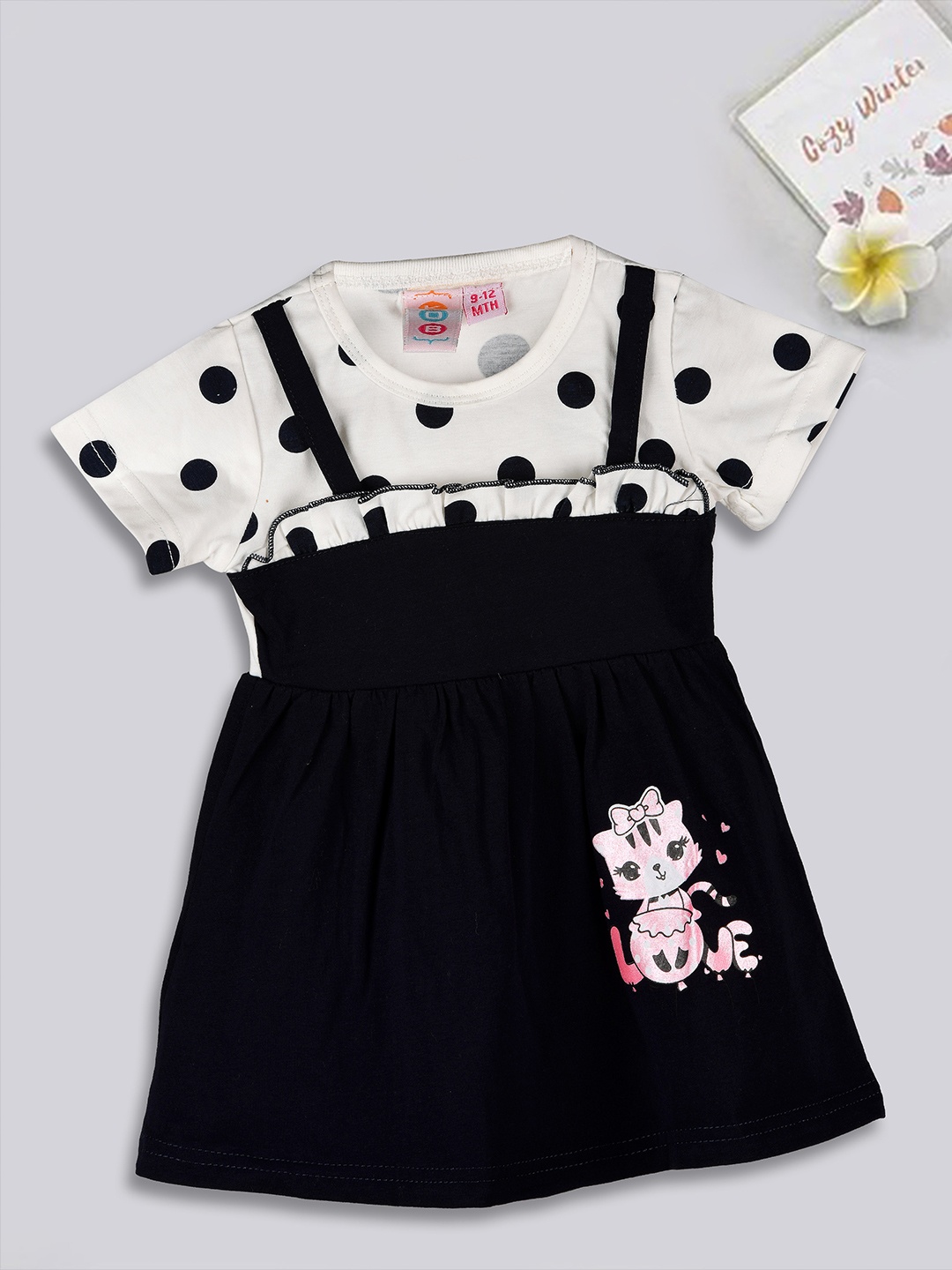 

Kids On Board Infants Printed Cotton Fit & Flare Dress, Black
