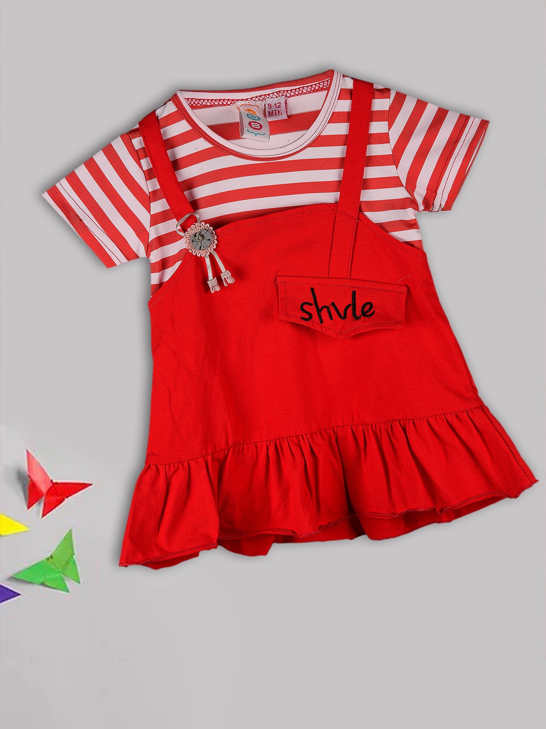 

Kids On Board Infants Striped Cotton A-Line Dress, Red