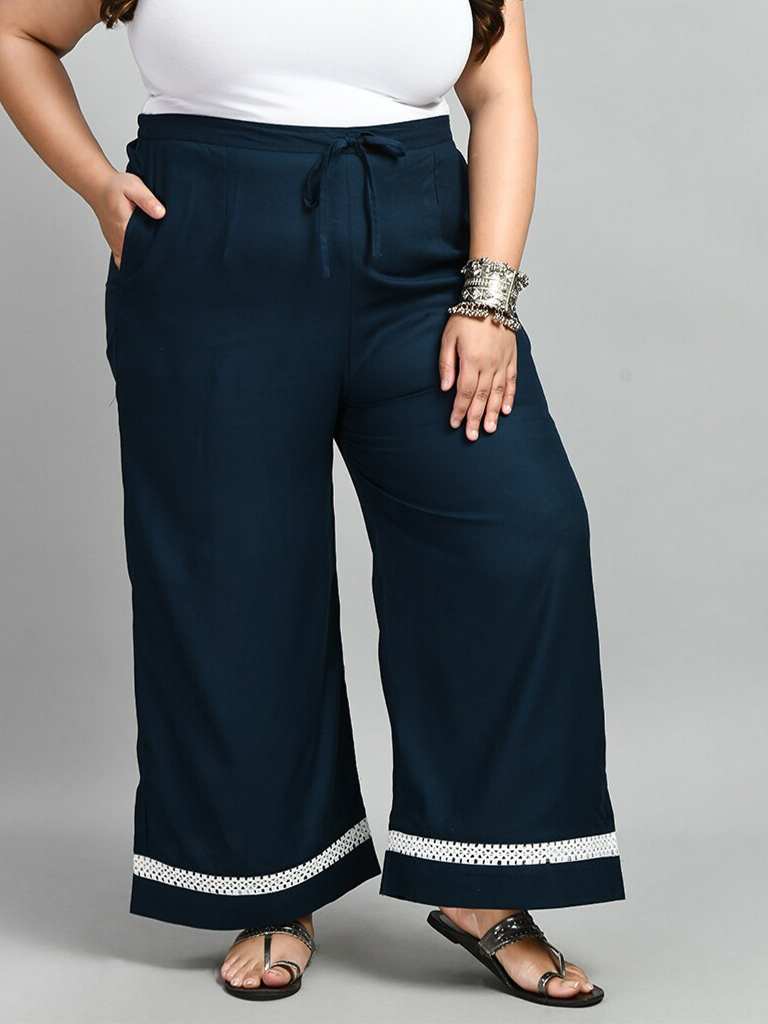 

PrettyPlus by Desinoor.com Women Mid-Rise Straight Fit Palazzos, Teal