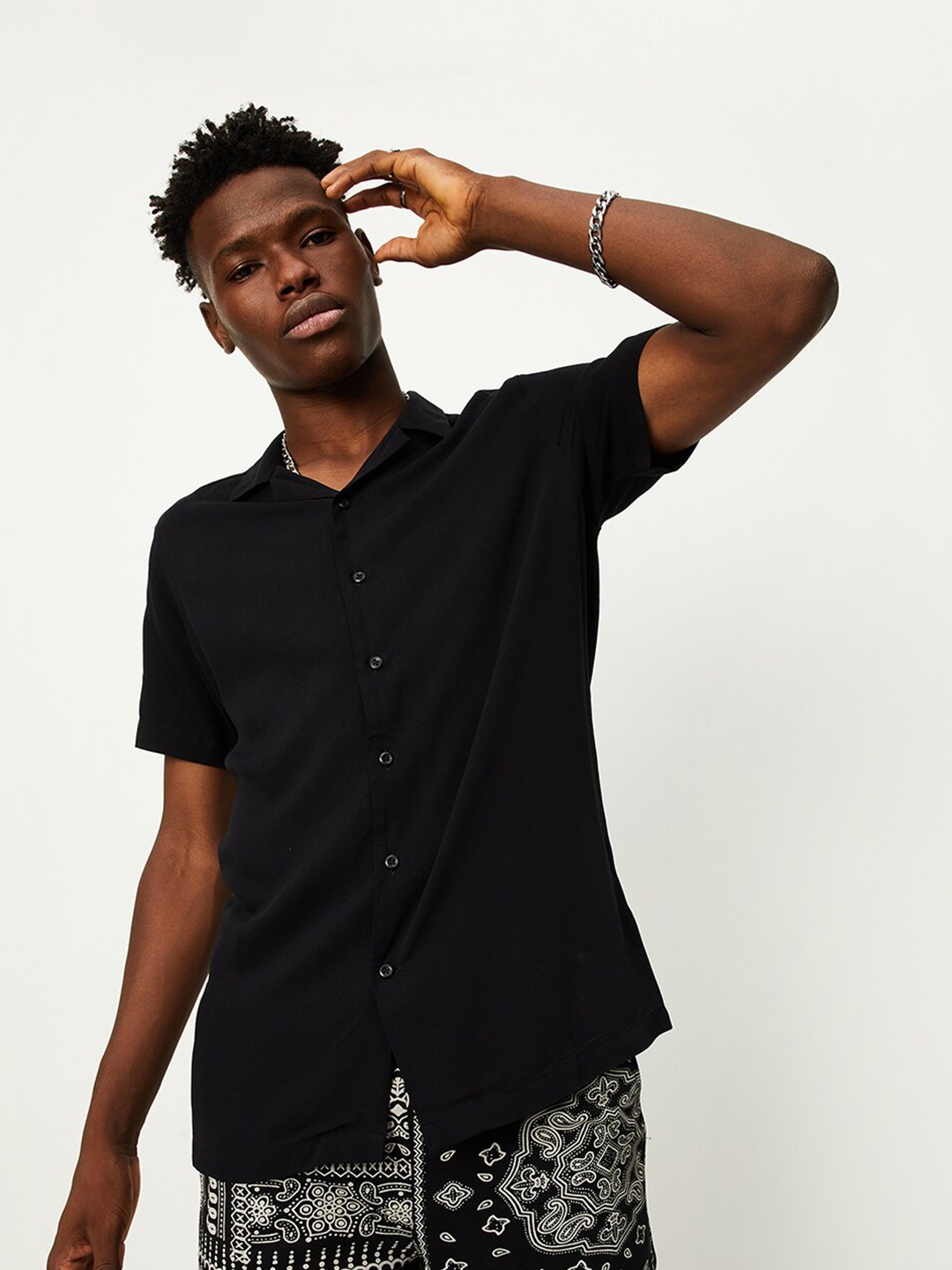 

max Slim Fit Casual Shirt, Black