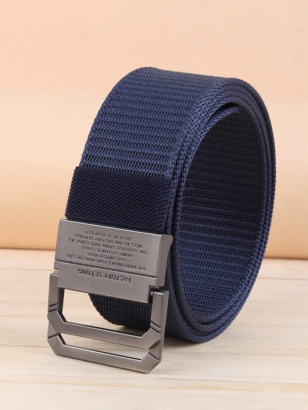 

WINSOME DEAL Men Textured Canvas Belt With D-Ring Closure, Blue