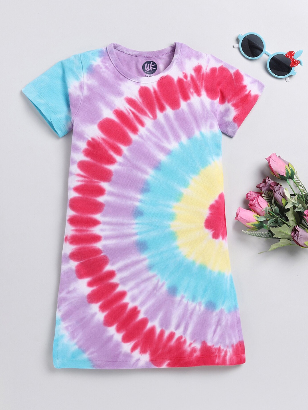 

YK Girls Tie and Dye Cotton T-shirt Dress, Lavender