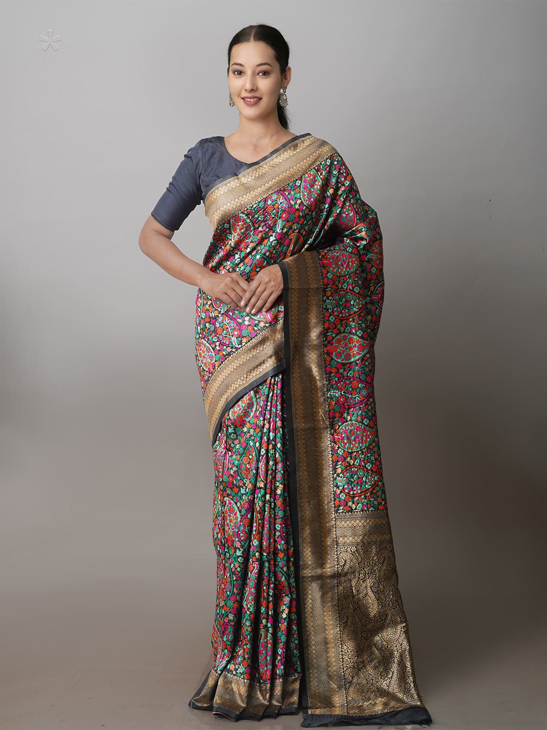 

Unnati Silks Woven Design Banarasi Saree, Grey